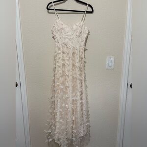 NWT Thirty Thirty Elegant Cream Dress with Butterfly Appliqué